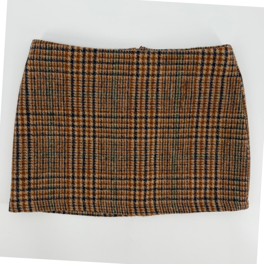 Brandy Melville Brown Plaid Mini Skirt MH022B-Z335 Checkered Lined Skirt OS